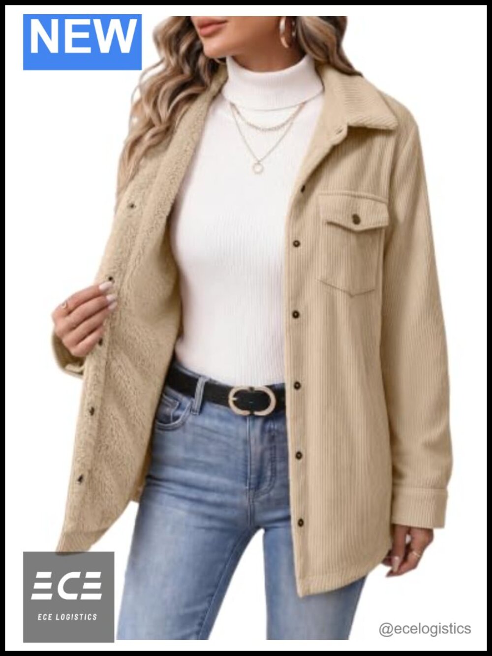 Womens Corduroy Fleece Lined Shacket Snap Casual Fall Jacket
